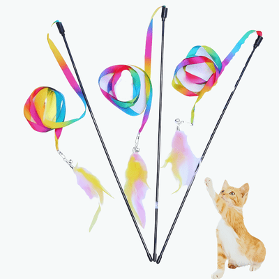 Jouet pour Chat - Canne à Ruban Arc - en - ciel pour Chat - Royaume du chat