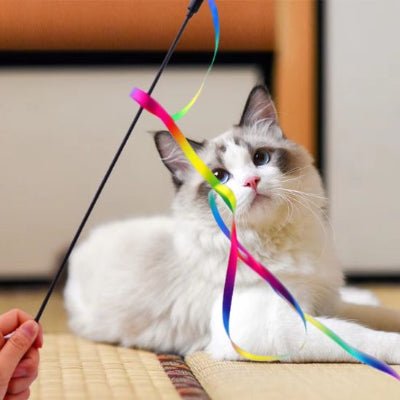 Jouet pour Chat - Canne à Ruban Arc - en - ciel pour Chat - Royaume du chat